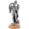 SHALOM - Statua San Michele Arcangelo In Metallo Argentato E Base In Legno D'ulivo. Altezza 6,5 Cm