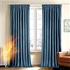 Deconovo Tende per Interni Eleganti in Velluto con Fettuccia 140x220 cm Blu Grigio - Set di 2 Pannelli Moderni per Camera da Letto e Soggiorno, Morbide e Decorative