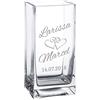 Casa Vivente Vaso da Fiori in Vetro con Incisione Personalizzata con Nomi e Data, Motivo Cuori, Vasi da Interno, Idee Regalo Originali per Sposi, Decorazioni Matrimonio