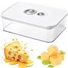 CHARMNAIL Porta Formaggio Ermetico 1250ML con Timer, Contenitore per Alimenti in Frigorifero Piatto e Impilabile, Scatola Trasparente per Conservazione Cibo, Senza BPA