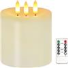 Justup Candele a LED senza fiamma, grandi 3 stoppini LED con telecomando e timer, vera cera, pilastri alimentati a batteria candele per la casa Natale Ringraziamento Decor (Lvory)