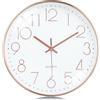 Lafocuse 30cm Orologio da Parete Moderno Silenzioso, Oro Rosa Numeri 3D Facile da Leggere, Orologio da Cucina senza Ticchettio Decorazioni per Casa Soggiorno Ufficio Camera da Letto