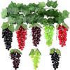 ginojex 6 fili di foglie di vite artificiali da 2,7 m, con 8 mazzi di uva finta | Ghirlanda di foglie di vite da appendere, per portabottiglie di vino, matrimonio, giardino, casa, festa decorativa