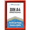 DisplayLager - Cornice a Scatto da 25 mm, Profilo in Alluminio e Disco di Protezione antiriflesso e Materiale di Fissaggio (A4, Rosso)