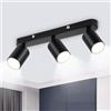 Seruno X Binario Faretti Soffitto 3 Vie, Faretto Orientabile GU10 Metallo Nero Opaco, Lampada Soffitto Moderna Industriale per Cucina Camera Soggiorno Corridoio Sala da Pranzo (Senza Lampadine)