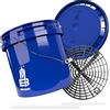 Magic Bucket Fascio per bucato auto, secchio per bucato con coperchio della benna abbinato, circa 13 litri, con inserto per secchio Grit Guard, setaccio per bucato, blu/nero