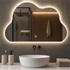 Shally Dogan Specchio Nuvola da Parete con Led Dimmerabile a 3 Colori, Bianco Freddo, Caldo e Naturale, Accensione con Touch, Decorazione da Muro Design Nuvoletta Moderna e Salvaspazio, 50 x 70 cm