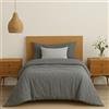 Dreamzie Copripiumino Singolo Cotone Rinforzato - Grigio Scuro - Copripiumino 135x200 e 1x Federe 80x80 cm - Certificato Oeko-Tex - 2 Pezzi