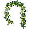 HanOBC Ghirlanda di limoni artificiali da 185 cm, con limoni gialli e foglie verdi, ghirlanda verde primavera estate per porta, parete, matrimonio, decorazione per la casa