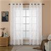 GIRASOLE HOME® Coppia Tende Voile Filtranti Fantasia Geometrica Dorata Tenda Bianca per Interni con Occhielli 2 Pannelli (Geometria Oro, 140x290cm)