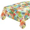 emmevi Tovaglia Antimacchia Bordata Copritavolo Foglie Palme Multicolore Cotone Plastificato 120x160 Cm