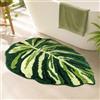 Dermalyx Tappeto da Bagno Foglia di Monstera, Morbido E Soffice, Antiscivolo E Assorbente, Lavabile, Zerbino per Doccia E WC 60x90cm
