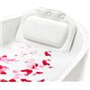 Cryptisg Cuscino Vasca da Bagno, Cuscino per Vasca da Bagno con 3 Ventose Extra Forti, Impermeabile Morbido Comodo Tappetino Idromassaggio, Offre Supporto per Testa e Collo(Bianco)