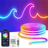 ezmyma Nastro LED Neon 2M,Striscia LED RGBIC,Controllo Intelligente via App, Flessibile Impermeabile Tagliabile,Sincronizzazione con la Musica,Luci LED Fai da Te per Camera da Letto,Cucina,Feste, Soggiorno