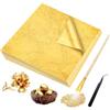 Pyralidsg 150 Pezzi Foglia Oro, Foglia d'oro con Pinzette e Penna, 14 x 14cm Fogli Oro Decorazione, per Fai da Te, Decorazioni, Unghie, Doratura, Pittura Artistica e Artigianali