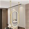 QAZXDRFG Specchio da soffitto con Luce LED, Specchio Ovale in Metallo Galleggiante, Illuminazione Regolabile in 3 Colori, Adatto per Ingresso, Guardaroba e Decorazione della casa (Oro, 60x110 cm)