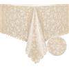 Romanstile Tovaglia antimacchia 320x140 cm rettangolare per esterno per 12-18 posti elegante Tovaglie plastificata bianca con motivo floreale Tovaglia PVC impermeabile, compleanno, Pasqua, primavera