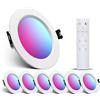 Großcat 6x Faretti LED da Incasso per Cartongesso 220V RGB 10W, downlight IP44 230V | Smart Bluetooth Faretti da Incasso Bianco Caldo 2700K-6000K, Dimmerabili App Controllato per bagno soggiorno, Ø90-100mm