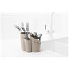 BLIMPLUS - Scolaposate Gocciolo Moka Grey 4 Scomparti Drenaggio Acqua - Organizzatore Posate Lavello - Made in Italy