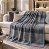 B O S A L O N I HOME Coperta Plaid 130x170 cm Morbida e Calda, Elegante per Divano e Letto, Fantasia Moderna, Lavabile, Arredo Casa e Ufficio - Antracite e Grigio Chiaro