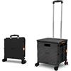 CROSS ZEBRA Carrello Della Spesa Pieghevole, Carrello Multiuso Portatile Multifunzionale di Grande Capacità da 54L/45KG con Manico Telescopico e 4 Ruote Girevoli Smontabili per lo Shopping da Viaggio, Nero