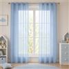 OTHERWISETRIVIAL Tende Velate in Poliestere 100%, con Occhielli 140x280cm, Set da 2 Pezzi (Azzurro 140x280cm)