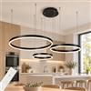 STARRYOL Lampada a sospensione moderna a LED, lampadario a sospensione a luce regolabile a 3 anelli Lampadario moderno a soffitto, dimmerabile 2700K - 6500K, con telecomando 78w - nero