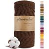 goldmariechen Ackerbraun (marrone terra) Corda macramè premium 3 mm x 100 m, 100% cotone, filo di cotone per fai da te, decorazione murale, acchiappasogni e artigianato
