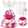 Touloube Rosa Stabilizzata Vera Regalo Donna, Rosa Eterna Figurine Angelo, Idee Fiore Regali Anniversario Natale San Valentino Festa della Mamma per Mamma Nonna Fidanzata
