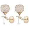 Generico Crystal Wall Sonce Set di due, moderne luci da parete in cristallo con attacco E27, lampada da comodino in oro, apparecchi di illuminazione a parete cablati per camera da letto, soggiorno, luci da pa