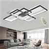 MQW Plafoniera LED Semplice Soffitto Moderno Lampada Salone Del Soffitto Atmosferica Rettangolare Faretti Lampada Da Letto in Alluminio Acrilica Riflettori Dimming Continuo Con Telecomando,Nero,L140cm