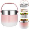 BUCOMTU Thermos per Alimenti 1200 ml Contenitore Termico per Alimenti con Cucchiaio Pieghevole Porta Pappa Termico per conservare zuppe, porridge,Riso (Rosa)