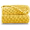 RESTILO DecoKing Coperta Plaid Pile 70x150 cm per Letto Singolo Calda Accogliente e Spessa in Morbido Velluto Stile Scandinavo Per Letto Divano Sedia Tutte le Stagioni Giallo Henry