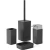 Inbagno Set Accessori Bagno 4 Pezzi Grigio E Cromo - Dispenser Sapone, Portaspazzolini, Portasapone E Porta scopino WC In Plastica - Linea Star