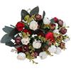 Doolitt Powomuge Fiori Finti per Decorazioni, 21 Teste Di Foiri Artificiali, 2 Bouquets Fiori Artificiali per Decorazioni, Matrimoni E Abitazioni, Fiore Finto per Cimitero (Rosso)