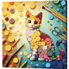 Generic Kit di pittura fai da te con gattino in resina 30 x 30 cm con cornice rotonda bottoni artigianali pittura per adulti principianti arte artigianato decorazione della casa