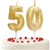 Prebarfun Candele Compleanno Oro Candela Numero 50 Candeline Compleanno Candele di Compleanno Metallizzato-Numero Adatto A Feste di Compleanno,Feste di Anniversario di Matrimonio,Serate di Laurea
