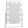 Flamingueo Specchio Trucco con Luci - 12 LED - 3 Modi di Luce - Intensità Regolabile - Controllo Tattile - Posizione Regolabile - Vanity Mirror - Bianco - 36,5x7,5x47,5cm