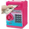 Highttoy Salvadanaio Elettronico Bambina con Combinazione, Cassaforte Bancomat Monete Banconote Salvadanaio ATM, Giochi Bimba 3-12 Anni Regalo, Rosso Rosa