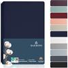 BARBONS Lenzuolo con angoli Matrimoniale - Lenzuola 160x200 Coprimaterasso in Cotone 100% Certificato Oeko-Tex Morbido e Traspirante con Angoli Elastici per Materasso fino a 25 cm - Blu Navy 160x200cm