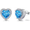 SNORSO Orecchini in argento per donna e ragazza, con zirconi cubici, quadrati, rettangolari, cuori, gocce d'acqua/rotondi, orecchini colorati in pietra di nascita, regalo di compleanno e matrimonio