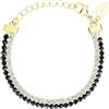 Breil, Collezione Gem, Bracciale Tennis Donna, Bracciale con Due Catene in Acciaio Lucido, Cubic Zirconia e Perline, Chiusura a Gancio, Lunghezza Regolabile 15-21 cm, Idea Regalo Donna
