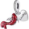 The Charmery Ciondolo portafortuna a forma di carpa rossa Koi in argento 925, compatibile con ciondoli Pandora, Trollbeads, Chamilia, Biagi e molti altri braccialetti con ciondoli del Regno Unito.