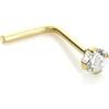 jewellerybox Piercing naso con forma a L in Oro Giallo 9kt e cristallo 2mm