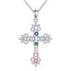 URONE Collana chakra a forma di croce in argento sterling 925, 7 chakra, ciondolo a forma di croce, gioielli spirituali per donne, Nessuna pietra preziosa