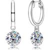 aomoso Orecchini da donna in stile Moissanite-con certificato, colore D VVS1, 8,0 mm, 2 CT Moissanite, 925 Sterling Silver, taglio al plasma, adatto per festa/viaggio/matrimonio/compleanno
