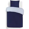 VISION Parure Copripiumino Reversibile 100% Cotone per Letto Singolo - Beige Blu | 1 Copripiumino (140×200 cm) + 1 Federa (65×65 cm) | 57 Fili/cm² | Morbido e Confortevole | Certificato Oeko-Tex