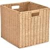 Fasksh Cestino di vimini decorazione e organizer per bagno, soggiorno, cucina cestini portaoggetti in rattan, grande cesto quadrato per frutta smerlato per organizzare (colore: kaki, dimensioni: 27,5 x 27,5