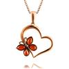 Bernstein by Kindl Ciondolo a forma di cuore in ambra e argento sterling 925, placcato oro, a forma di cuore, in argento sterling 925, ideale come regalo di San Valentino