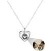 MMXX Collana di Proiezione Personalizzata con Foto All'interno Foto Collana Personalizzato Commemorativa Nascosta Rotondo/Forma del Cuore Ti Amo 100 Lingue Collana per Donna (A1: Argento)
